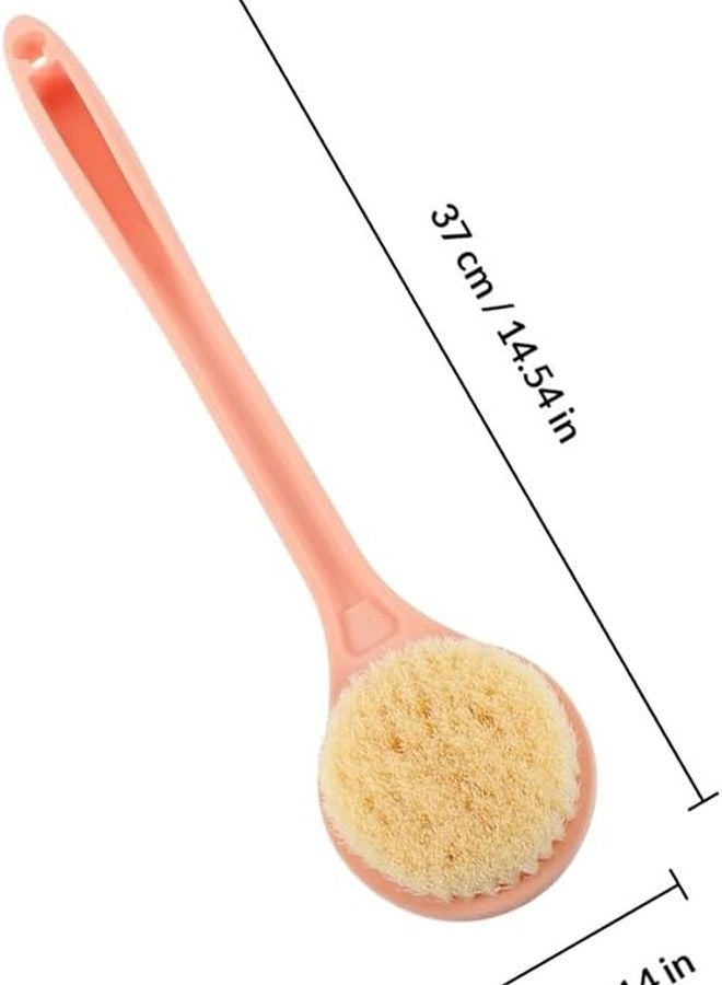 Pink Long Handle Back Scrubber Bath Brush with Soft Bristles Body Exfoliating Tool for Men and Women - Image 2